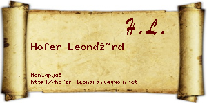 Hofer Leonárd névjegykártya